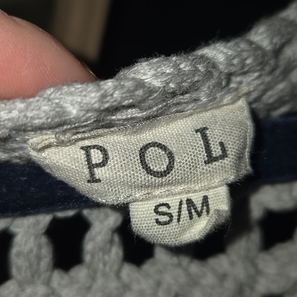 POL Gray Crochet Crop Tank with Scoop Neck - Picture 3 of 7